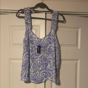 Express Blue and White Paisley Women's Top